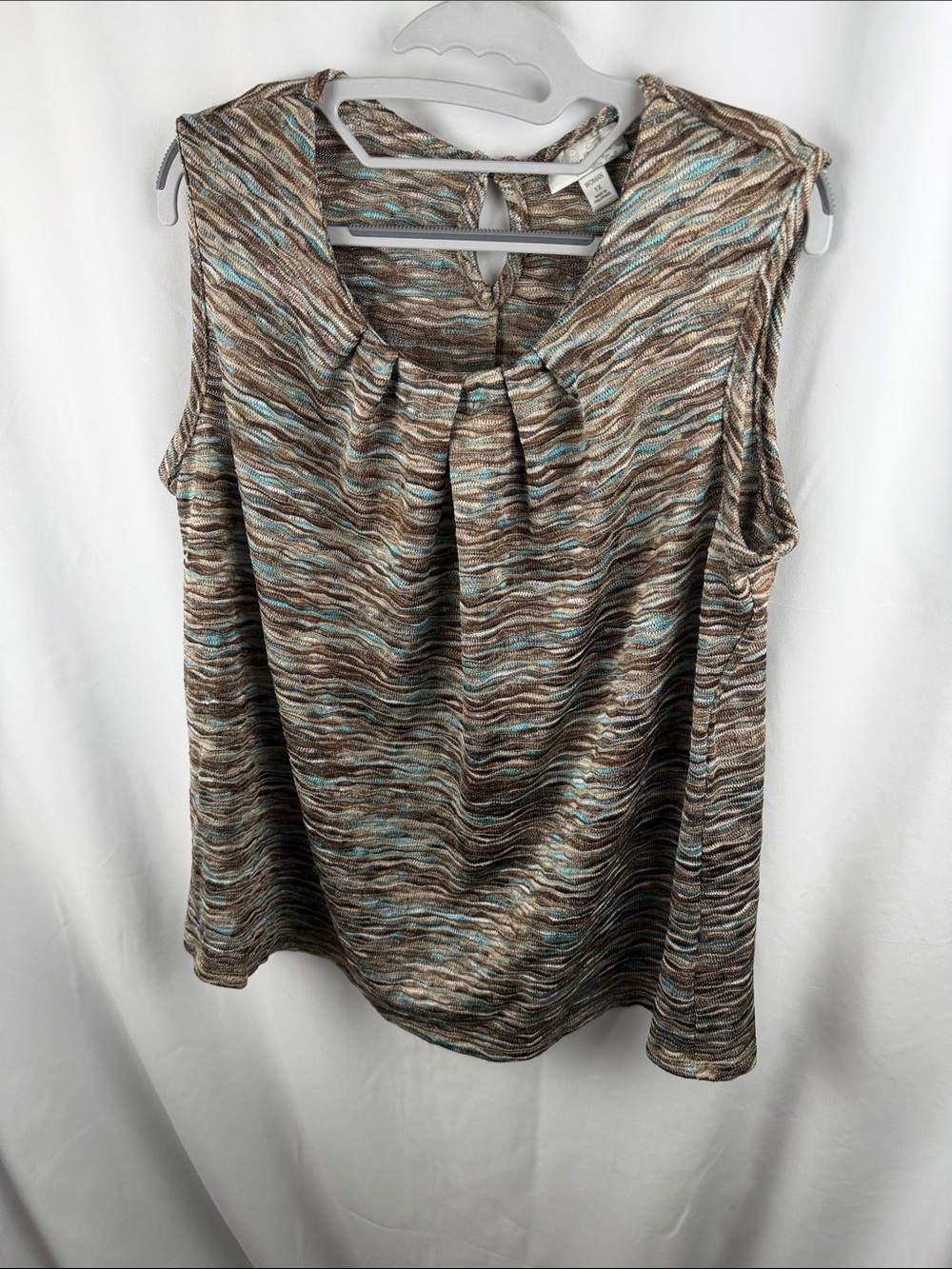Dressbarn Brown & Teal Wave-Print Sleeveless Camisole
